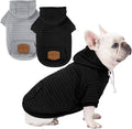 2 Pack Dog Hoodie Sweaters for Small Medium Dogs Warm Dog Clothes for Large Dogs Soft Waffle-Like Laminated Sweatshirt Bulldog (Black+Grey, M/L (Back: 17",Chest: 24.5", Neck: 14.5"))