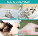 Breathable Mesh Shower Bag - Anti Scratch Adjustable Grooming for Nail Trimming, Bathing - Polyester Soft Cat Washing (White-Green)