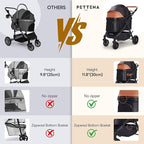 Pet Stroller with 4 Wheels, 4 in 1 Folding Puppy Strollers for Small/Medium Dogs up to 66lbs, Lightweight Pet Travel Carrier with Detachable Carrier/Storage Basket, One Click Folding, Black