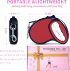 Retractable Dog Leash,[Strong Nylon Tape][One-Handed One Button Lock] for Small Medium Dogs and Cats,16ft Pet Walking Leash with 360°Tangle-Free Design,Anti-Slip Handle,Gift Package (Red)