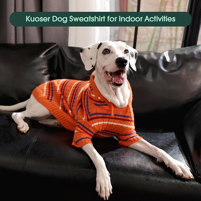 Kuoser Dog Sweater, Dog Sweaters for Small Dogs Girl Boy, Soft Puppy Pullover Sweater for Christmas Thanksgiving, Dogs Cable Knitted Sweatshirt Thermal Pet Winter Clothes for Cold Weather, Orange XS