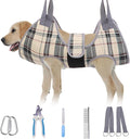 BEAUTYZOO Dog Grooming Hammock, Medium Dog Sling for Nail Trimming, Dog Hanging Harness for Claw Care with Thick Fabric Neck Support Wide Strap Restraint Cat Grooming Hammock, Beige L