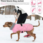 Queenmore Winter Dog Jackets, Thick Dog Coats for Small Pets Winter, Warm Reflective Coat, Thick Waterproof Puppy Coats, Pink, S