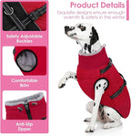 AOFITEE Dog Coat for Small Dogs, Warm Dog Winter Jacket with Harness Built in, Waterproof Small Winter Coat Dogs Reflective Cold Weather Coats for Chihuahua, Yorkshire, Red XS