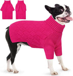 AOFITEE Dog Sweater, Warm Dog Sweaters for Large Dogs, Soft Dogs Christmas Sweater, Turtleneck Girl Pet Pullover, French Bulldog Sweaters, Female Pet Sweatshirt Knitwear for Winter Fall (Rose Red)