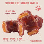 Dog Treats Duck Wrapped Sweet Potato Donuts Rings, Healthy Low Fat Dog Jerky Chews, High Protein Training Treats Snacks for Small Medium Large Breed, 10.6 oz