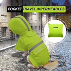 Dog Raincoat Apparel Poncho Waterproof Dog Clothes Pet Raincoat Jacket for Small to Medium Sized Dogs (Fluor-Yellow,2XL)