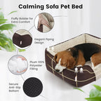 Miguel Washable Dog Bed with Removable Cushion for Medium Small Dogs, Easy to Wash Pet Sofa Bed with Side, Rectangle Bolster Cat Bed Calming Cuddle Puppy Bed with Anti-Slip Bottom, Brown 25 Inch