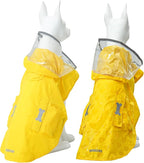 Dog Raincoat,Waterproof Rain Poncho with Hoodie, High Reflective Adjustable Pet Rain Jacket with Leash Hole for Small Medium and Large Dogs (Yellow(Water-Reactive Hydrochromic), Medium: 13-22lbs)