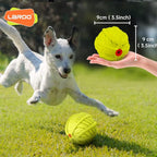 LaRoo Squeaky Dog Ball Toy,Durable Natural Rubber Squeaker Ball Throwing Training,Teeth Cleaning Chew Toy for Pet Medium and Large Dogs (3.5In Green)