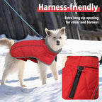 Fragralley Dog Coat Large, Waterproof Dog Jacket with Warm Fleece Lining, Adjustable Reflective Dogs Winter Coat, Turtleneck Pet Coats for Cold Weather (Red XXL)