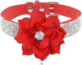 Serijoars Small Dog Collar with Rhinestone Crystal Diamond Colorful Bling Girl Puppy Cat Collars (XXS, Red6)