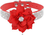 Serijoars Small Dog Collar with Rhinestone Crystal Diamond Colorful Bling Girl Puppy Cat Collars (XXS, Red6)