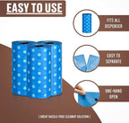 Parisian Pet Ecofriendly Dog Poop Bags Rolls - 320 Count Unscented Poop Bags For Dogs - Leakproof, Extra Thick, 16 Dog Waste Bags Refill Rolls - Polka Dot Blue Doggie Poop Bags - Fits All Dispenser