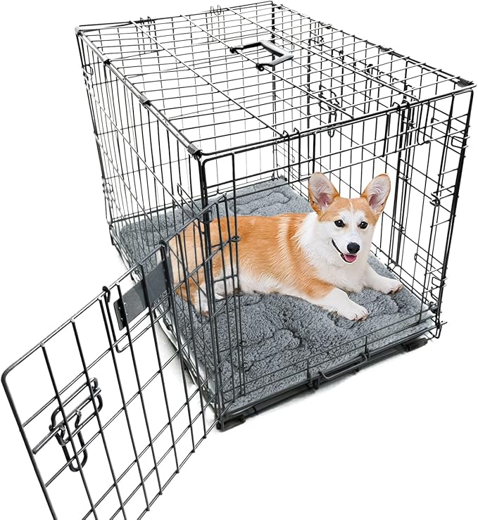 Dog Bed Crate Mat(30" X 19") 2 Pack, Soft Plush Dog Bed Pad Machine Washable Crate Pad, Grey