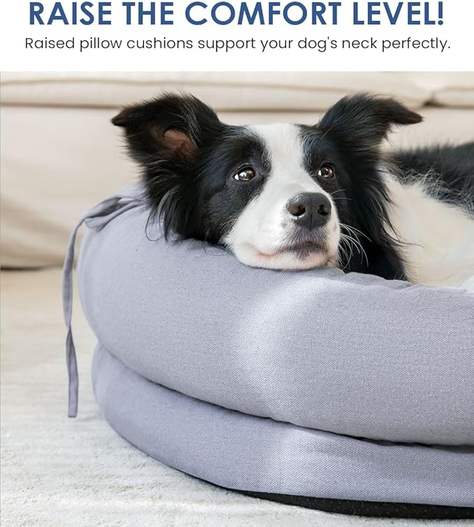 Orthopedic Dog Bed for Small Dogs, Pet Sofa Bed with Egg Crate Foam, 4-Sided Bolster, Removable Washable Cover & Anti-Slip Bottom, Small Gray
