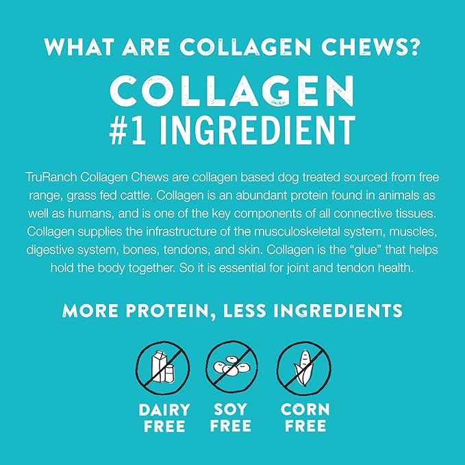 TRURANCH Collagen Chips - Collagen Dog Treats - Long Lasting Healthy Joint Support Dog Treat - Rawhide Alternative Chips - Skin & Coat Health - Made with Real Peanut Butter, 1 Bag, 8.2 oz