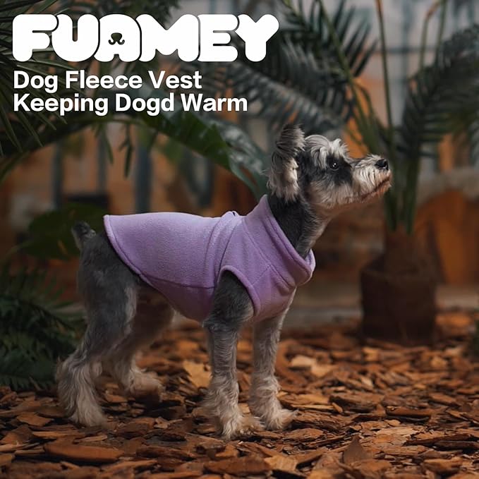 FUAMEY Dog Fleece Vest for Small Dogs,Warm Stretchy Dog Sweatshirts Pullover with Leash Hole Dogs Sweater Soft Pet Turtleneck Cozy Pet Vest Lightweight Sleeveless Purple XXS