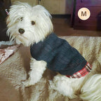 KYEESE Dog Sweaters with Leash Hole for Small Dogs Navy Blue Dog Turtleneck Sweater Pullover Knitwear with Gingham Warm Pet Sweater (Medium (Pack of 1))