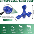 Dog Chew Toys for Aggressive Chewers Large Breed,Indestructible Bones Toy，Durable Cleaning Toothbrush Natural Rubber Dog Toys… (Deep Blue)