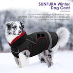SUNFURA Dog Coats for Medium Dogs, Dog Winter Coat with Fleece Lining for Cold Weather, Warm Dogs Puffer Jacket Reflective Snowsuit with Leash Hole for Jack Russel, Boston Terrier, Black M