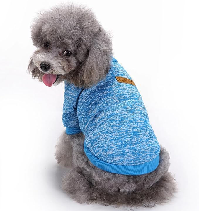 2 Pieces Pet Dog Classic Knitwear Sweater, Fleece Coat for Small,Medium Dogs,Warm Pet Dog Cat Clothes,Soft Puppy Customes for Chihuahua Yorkshire Tzu (Blue Dark Navy,S)