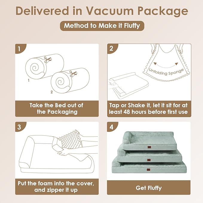 EHEYCIGA Memory Foam Dog Bed Medium Sized Dogs, Waterproof Dog Bed Orthopedic with Washable Removable Cover, Non-Slip Pet Bed Couch for Crate, 30x20x6 Inches, Greyish Green
