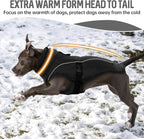DENTRUN Large Dog Winter Coat - Windproof Reflective Warm Coat, Adjustable Neck & Snap Closure, Water Repellent Thick Fleece Vest, Fleece Lined for for Golden Retriever, Black, XL