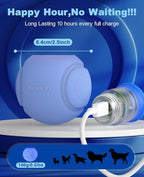 LED Dog Ball Rechargeable, Light Up Fetch Ball, Bounce-Activated, Durable, Natural Rubber, Unique Scent, 2.5 inches, for Small & Medium Dogs (Light Blue)
