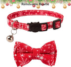 ADOGGYGO Christmas Cat Collar Breakaway with Bowtie Bell - 2 Pack Santa Snowflake Xmas Kitten Collar with Removable Bowtie Christmas Bow tie Collar for Kitten Cat