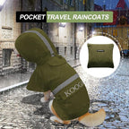 Hooded Dog Raincoat Apparel Poncho Waterproof Dog Clothes Pet Jacket,Dog Raincoats Winter Jacket for Small to Medium Dogs(Green,3XL)