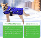 Joyride Harness FrostFlex Dog Winter Jacket - Fleece Lined & Water-Resistant - Snowsuit with Pockets for Treats & Poop Bags - Durable Cold Weather Dog Coat - Blue Serenity-XXL