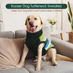 Kuoser Dog Sweater, Pet Cable Knitted Pullover Puppy Warm Clothes, Dog Turtleneck Classic Knitwear Soft Thickening Outfit, Cold Weather Xmas Thermal Wear for Large Size Dogs, Green 3XL
