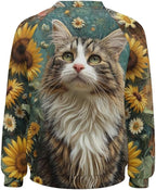 Long Sleeve Shirts for Women Cat Oil Painting Shirt 3D Graphic Sweatshirts Fall Pullover Crewneck Vintage Boho Tops