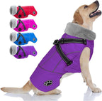 Doglay Dog Jacket Waterproof Dog Coat with Harness Built in, Christmas Puppy Winter Coat Reflective Turtleneck Puffer Snow Jackets for Small Medium Large Dogs