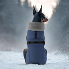 PETDSH Dog Coat Medium, Windproof Dog Jacket with Warm Fleece Lining, Thickened Collar Dogs Winter Coat, Adjustable Reflective Pet Coats for Cold Weather (Navy Blue, Medium)