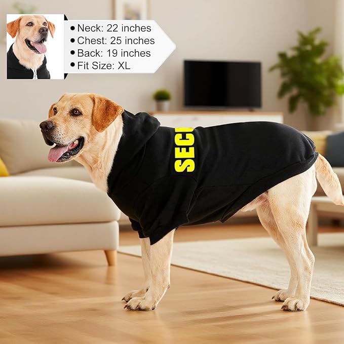 EXPAWLORER Security Dog Hoodie Puppy Sweater - Dog Sweatshirt Soft Fleece Lined Pet Clothes, Cold Weather Hooded Jacket Coat Keep Warm for Small Medium Large Dogs, X-Large