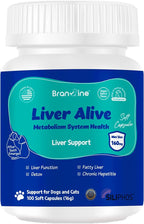 Liver Alive Metabolism System Health for Dogs and Cats - Function, Fatty, Detox, Chronic Hepatitis with SILIPHOS®, TUDCA, Same Vegan Bacon Flavor (60ml)