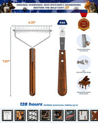 Extra Large 2-Sided Undercoat Rake for Dogs & Cats, Dog Brush for Shedding Remove Mats, Dematting Comb, Safe&Gentle Grooming Brush for German Shepherds Medium to Long-Haired Pets,Premium Wooden Handle