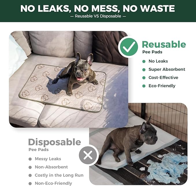 FXW Washable Pee Pads for Dogs, Puppy Pads with Super Absorbent, Specifically Designed for FXW Rollick/Homeplus 24inch 6 Panels Dog Playpen, 31" Hexagon, Khaki, 2 Packs