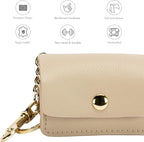 Nina Woof Leather Poop Bag Holder- Versatile Vegan Leather Waste Bag Holder for Dog Poop, Accessories, & Leash, Reusable Pet Waste, Trash, Pet Diaper & Poop Bags Small Pouch Holder (Beige)