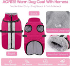 AOFITEE Dog Coat for Large Dogs, Waterproof Dog Winter Jacket with Built in Harness, Warm Turtleneck Cold Weather Coats Large, Reflective Fleece Lined Snow Jacket for French Bulldog, Boston Terrier, L