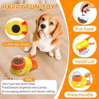 Cat Dog Automatic Feeder, Yellow Duck Shaped Pet Food Dispenser, Healthy Diet Pet Feeder,Slow Feeder Puzzle Toy, Press and Rotate to Dispense Food;