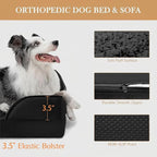 Comfort Expression Orthopedic Dog Bed for Medium Dogs 28x19 Inch, Waterproof Supportive Egg Crate Foam Medium Pet Bed with Removable Bolsters, Dog Couch with Washable Cover & Non-Slip Bottom, Black