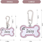 Personalized Stainless Steel Pet ID Tags with Glittery Bone Design - DEEP Engraved Dog Tags Engraved for Pets Customized with 5 Lines Dogs and Cats Pets