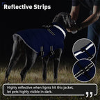 Dogcheer Dog Coat, Waterproof Dog Jacket with Harness, Reflective Adjustable Puppy Winter Coat with Zipper, Christmas Snow Jacket Clothes for Small Medium Large Dogs - Blue L