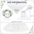 SCENEREAL Dog Bandanas Dress Set for Small Dogs, Dogs Wedding Outfit with Flower Collar Veil, Puppy Party Supplies Pet Tutu Skirt Costume