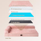 EHEYCIGA Memory Foam Dog Bed Large Sized Dogs, Pet Bed for Large Dog for Crate with Waterproof Liner, Pet Couch Bed Orthopedic with Washable Removable Cover, 35x23x6 Inches, Pink
