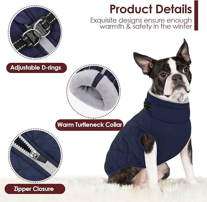 AOFITEE Winter Jacket for Extra Large Dogs, Warm Turtleneck Dog Coat with Back Zipper, Waterproof Dog Puffer Coat for Large Dogs, Pet Snowsuit Warm Snowsuit for German Shepherd, Weimar, Doberman