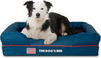 The Dog’s Bed, Large Blue Oxford with Red Trim USA Flag Dog Bed 36x27 Memory Foam, Pain Relief: Arthritis, Post Surgery, Lameness, Supportive, Calming, Waterproof Washable Cover, Veterinary Approved